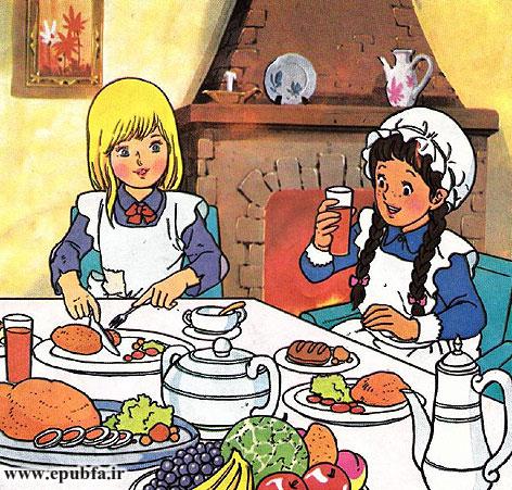 سارا فکر کرد، خواب میبیند. باعجله یکی را صدا زد تا باهم از غذاهای خوشمزه بخورند.